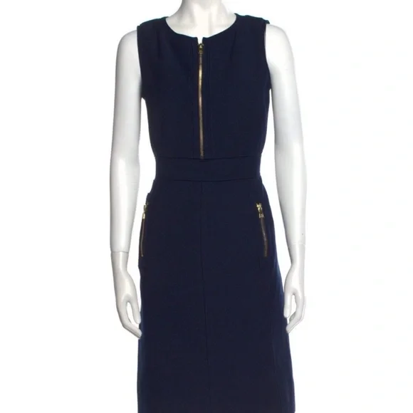 Tory Burch Blue with Gold Hardware with Embossment Dress EUC Size 4 - Picture 2 of 11